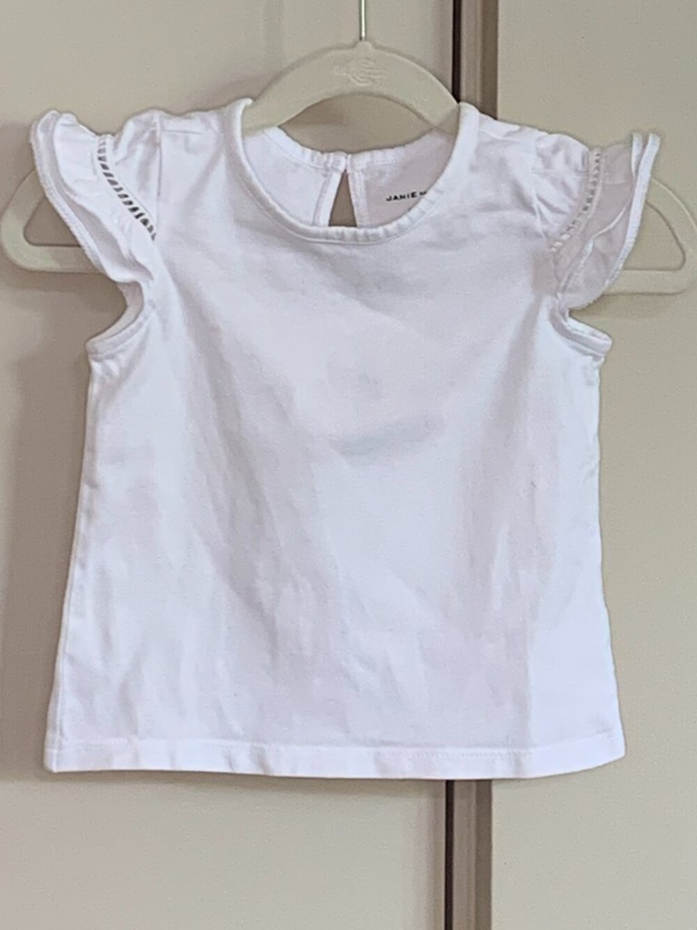 Janie and Jack White Flutter Sleeve Top | Girls Size 2T | Classic Eyelet Trim